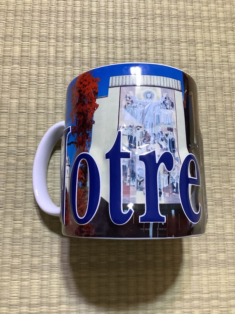 Notre Dame Mug Coffee Tea Cup Blue and White Churches